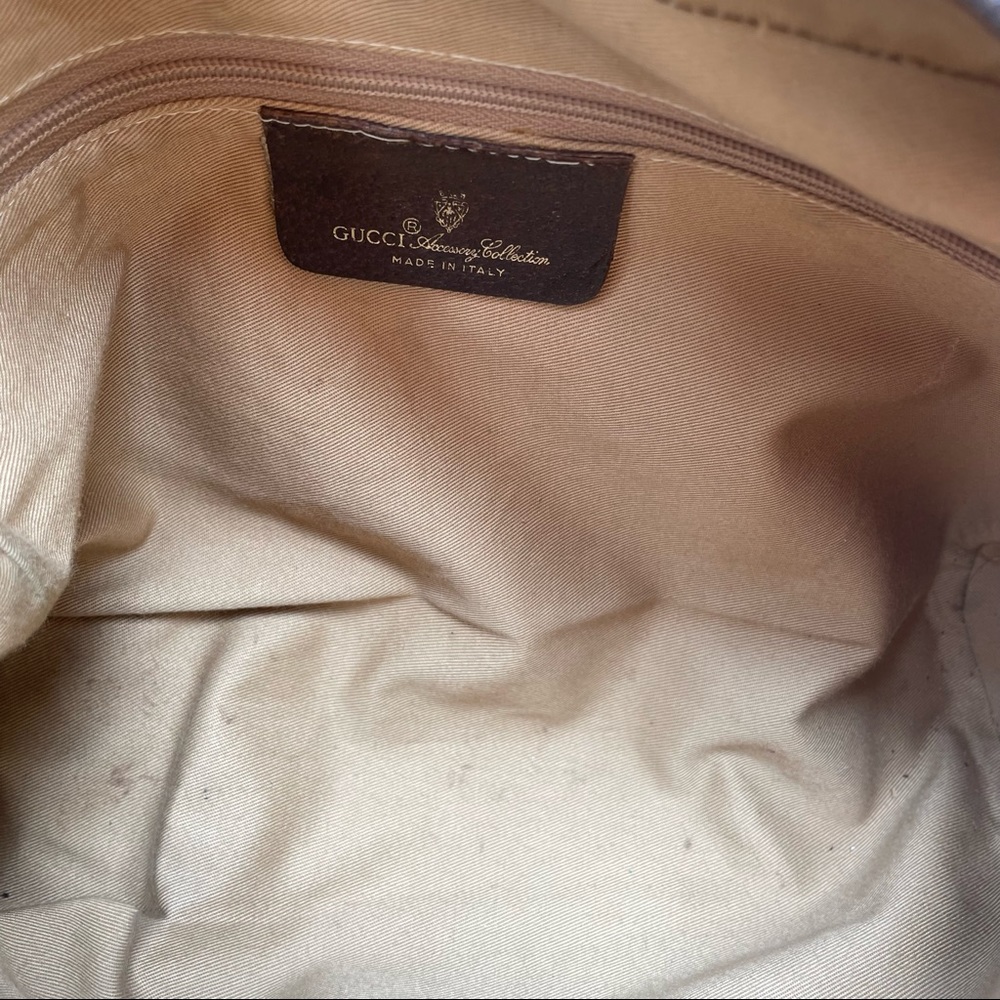 Gucci Vintage Purse 80s Supreme Monogram GG Crossbody Bag Brown Red Green - Picture 10 of 16